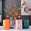 Vases Pleated Texture Ceramic Vase Gold Plated Potted Plants Desk Decoration Flowers Pots Decorative Flower Arrangement Floral 230701