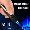 Double feu fort bleu Jet briquet taille de flamme réglable coupe-vent haute température outils d'allumage 5MSM