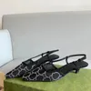 2024 Womens Slingback Sandals Pump Aria Shoes presenteras i svart nät med kristaller glittrande motiv tillbaka spänne stängning storlek 35-42