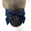 Elegant nätgarn Bow Hair Net Barrette Flight Bevis Band Hårklipp Kvinnor Hårbulle Cover Net Headwear Bun Net Snood