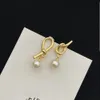 Boucles d'oreilles en perles de créateur plaquées or 18 carats, clous en cristal de marque, bijoux de fête de mariage pour femmes, ne se décolore pas, exquis