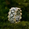 Com pedras laterais ouro rosa 18K pave anel de diamante prata esterlina 925 real bijuteria noivado aliança de casamento anéis para mulheres festa nupcial joias presente 230701