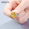 Med sidogenar 100% 925 Sterling Silver Created Citrine Diamonds Gemstone Wedding Engagement Ring Fine Jewelry Present grossist 230701