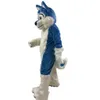 2019 direto da fábrica novo azul husky cão mascote fantasia desenho animado cachorro lobo roupas de personagem natal festa de halloween vestido extravagante258c