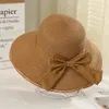 Sombreros de ala ancha para mujer, sombrero de paja de verano, moda informal para playa, protector solar, bloque de protección UV, gorra con lazo de Panamá, casquette para mujer