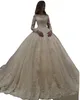 2023 Prinses Witte Trouwjurk Kant Applicaties Vintage Transparante Lange Mouwen Bruidsjurk Baljurk Gewaad Mariage Jurken Elegante Zomer Strand Boho Bruidsjurk