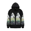 Streetwear graffiti brev tryck sammet tröjor för män och kvinnor baggy casual hooded hoodies