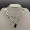 brand jewelry Luxury Designer Necklace Chain Fashion Jewelry Black White P Triangle Pendant Design Party Silver Hip Hop Punk Men Necklaces Names Statement Jeweller