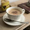 Mokken Retro Ruw Aardewerk Keramiek Drinkware Water Thee Cup Pull Bloem Latte Grote Mond Ontbijt Dessert Home Decor Koffiemok set 230701