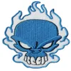 Fashion Skull Flame Hafted Patch Blue Badge Iron na kurtce aplikacja haft haftowy dostawca akcesorium motocyklowy kamizelka punk emble289q