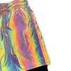 Shorts mäns avslappnade reflekterande hiphop -dragkammare nattklubb nattljus pojke korta byxor sportkläder glänsande joggar maskulino