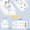 Power Cable Plug Lencent EU Wall Socket Extender med 3 AC -uttag 3 USB -portar 1 Typ C 5V 2.4A Power Adapter Överbelastningsskydd för hem/kontor 230701