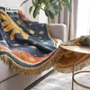 Stuhlhussen Sun God Moon StarsHelios Sofa-Handtuch, dekorativer Schonbezug, Überwurf, Decke mit Quaste, verdickt, rutschfest, kariert, Klavierüberwürfe, Sofabezug 230701