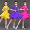 Vestuário de palco Meninas Competição profissional Vestidos de dança latina Comprimento médio Manga com decote em V Performance Vestido de baile colorido2930