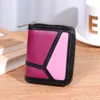 Womens Clutch Wallet Womens Korean Style Contrast Color Stitching Zipper Short Phone Bag Patchwork PU Leather Card Holder