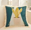 European Luxury Decorative Pillowcase Flower Leaf Plant Yellow Throw Pillow Case Polyester Geometric Printing Cushion Cover