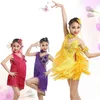 Stage Wear Child Kid Children Professional Latin Dance Dress For Girls Ballroom Dancing Dresses Kids Red Sequin Fringe Salsa Tasse257Z