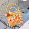 Handbags Ins Children's Candy Color Handbag Baby Girls Wool Ball Woven Rainbow Beach Bag Kids Vegetable Basket Bag KBG057 230701