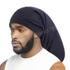 Men Braids Dreadlocks Night Sleep Cap Long Tail Bonnet Cap Wide Elastic Band Chemo Cancer Hat Unisex Solid Color Head Wrap