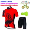 Bisiklet Jersey Setleri 2023 Floresan sarı Çocuk Giyim Yaz Seti Bisiklet Kısa Kollu Elbise Takım Elbise MTB Çocuk 230701
