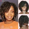 Synthetic Wigs Braided Wigs For Women Synthetic Wig Ombre Braided Dreadlock Wig Black Brown Red African Faux Locs Crochet Twist Hair Short Wigs 230701