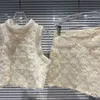 Tvådelad klänning borvemays sommar o nackpärlor ärmlösa tank tops organza blommor aline kjolar twopiece set eleganta kvinnor wz3483 230630