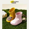 Сапоги Твердые детские резиновые сапоги EVA Dinosaur Soft Fashion Boys Girls Water Shoes Водонепроницаемые нескользящие лодыжки Детские резиновые сапоги 230701