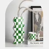 Wazony Kreatywny wystrój domu ceramiczne sztuki kwiatowe ceramika szachownicza salon salonu garnki wysoki wazon 230701