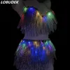 Éclairage LED Vêtements de Danse Sexy Bar Rave Party Argent Glands Franges LED Bikini 2 Pièces Tenue Discothèque Chanteur Danseur Costume183Q