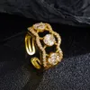 Hip-hop rappeur cercle Zircon anneau ouvert réglable brillant punk exagéré bijoux de soirée en gros 1413