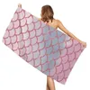 Serviette de bain de natation en plein air à la mode sirène serviette de plage impression créative châle de protection solaire serviettes de séchage rapide 70 * 35CM 181QH