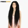 여성을위한 합성 레이스 프런트 가발 긴 곱슬 머리 36 인치 코스프레 가발 금발 내열성 합성 레이스 가발 230524