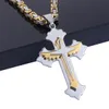 Collane con ciondolo Crocifisso pesante Collana con croce di Gesù Ciondolo di Cristo in acciaio inossidabile Colore oro Catena bizantina Gioielli da uomo Regali 24 "DKP522 230701