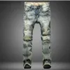 Intero-Big Size 42 Jeans da uomo in stile europeo Fori Frazzle Jeans Uomo Casual Pantaloni lunghi in denim per il tempo libero Blu chiaro SL0293249U