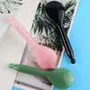 Massage Stones Rocks Jade Round Spoon Shaped Gua Sha Tool Face Massage Wand Head Neck Eye Acupuncture Pen Natural Rose Quartz Stone Beauty Product 230701