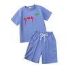 Tasarımcı 3 Stil Bebek Çocuk Giyim Setleri Klasik Marka Giysileri Takımlar Çocuklar Yaz Kısa Kollu Letter Letter Letterged Moda Gömlek Stokta
