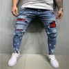 Jeans da uomo traspiranti e comodi con pantaloni skinny con motivo scozzese rosso e nero Cool Street Style204x