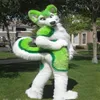 2019 fábrica nova fursuit verde husky fantasia de mascote de pelúcia tamanho adulto trajes de festa de natal de halloween257p