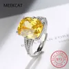 Med sidogenar 100% 925 Sterling Silver Created Citrine Diamonds Gemstone Wedding Engagement Ring Fine Jewelry Present grossist 230701