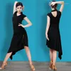 Stage noszenie łacińska sukienka dla dorosłych taniec czarny taniec seksowny szczelina plus rozmiar odzieży Flamenco Flamenco Ballroom Ubrania B22621259T