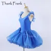 Solide Bleu Ballet Tutu Robe Filles Femmes Manches À Volants Ballerine Costume Enfant Robes De Danse Adulte Élégant Rave Stagewear C631284G