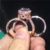 Con pietre laterali Oro rosa 18 carati Vintage 3in1 Diamond cz Ring set Gioielli in argento sterling 925 Fidanzamento Fedi nuziali Anelli per donna uomo Bijou 230701