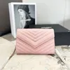 Luksusowa torebka torba na ramię Messenger Sly Torebka Projektant Torebka szycia skórzana torba Ladies Metalowa łańcuch Różowy Flip Messenger Bag Klasyczny portfel