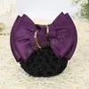 New Lady Fashionable Bow Hair Headwear Ribbon Bun Cover Satin Net Hotel Hair Pin Girls Pannband Huvudtillbehör för flickor