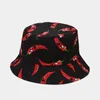 Berets Summer Vegtable Bucket Hat Woman Fashion Canva Beach Sun Hats Reversible Bob Chapeau Femme Floral Panama Fisherman