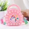 Cartoon Colorful Pop Unicorn Bag Push Bubble Coin Purse Messenger Simple Dimple Decompression Anti Stress for Kids Party Gifts 2179