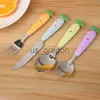 Dinnerware Sets Baby Kids Tableware Cartoon Cutlery Set 4 Pcs Stainless Steel Child Feeding Dining Set Kid Feeder Utensil Spoon Fork Knife Kit x0703