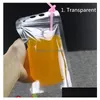 Disposable Take Out Containers 500Ml Transparent Self-Sealed Plastic Drink Packaging Bag For Beverage Juice Milk Coffee With Handle Dhw9C