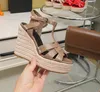 Lady Wedges Tribute Kama Sandalet Espadrille Topuklu Sandal Kadınlar Sandal Yüksek Topuklu Ayakkabı Lüks Tasarım Kadın Düğün Elbise Pompası Topuk Ayakkabı Kutusu