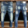 Moto Jeans Masculino Euro Estilo Cor Pintado Perna Magra Ajuste para Motociclista